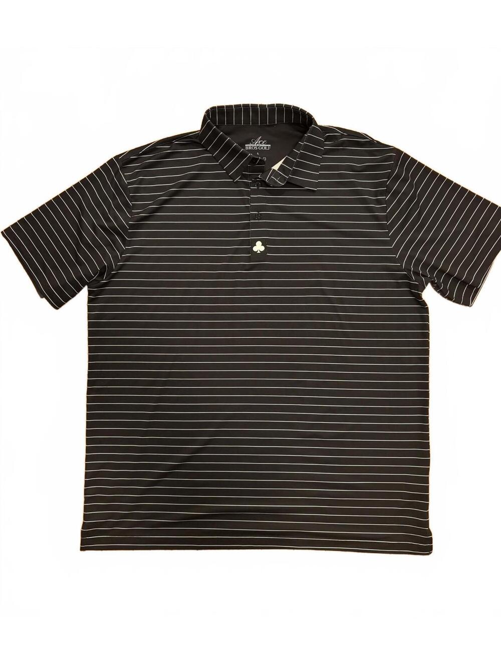 Ace Bros Golf Men's Large Black and White Striped Polo Shirt